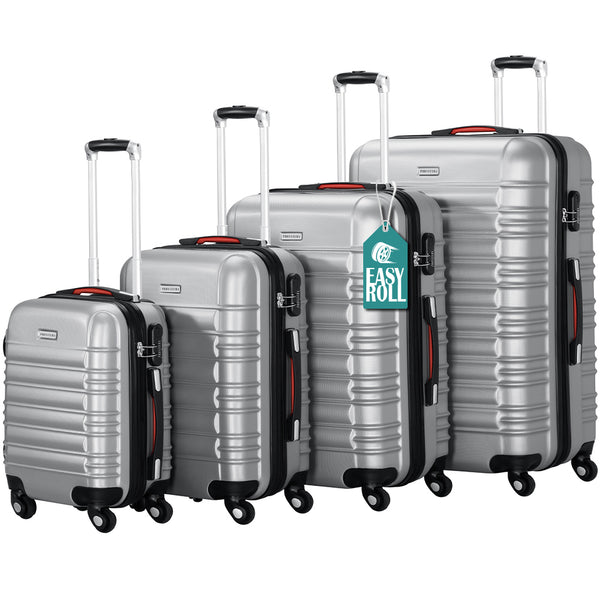 sconto Set 4 Valigie Rigide Trolley Easy Roll Bagaglio a Mano e Stiva da Viaggio in ABS Argento