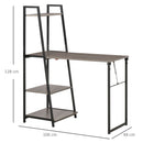 Scrivania Salvaspazio Pieghevole con Libreria 4 Livelli 106x48x128 cm in Legno e Metallo Grigio e Nero 