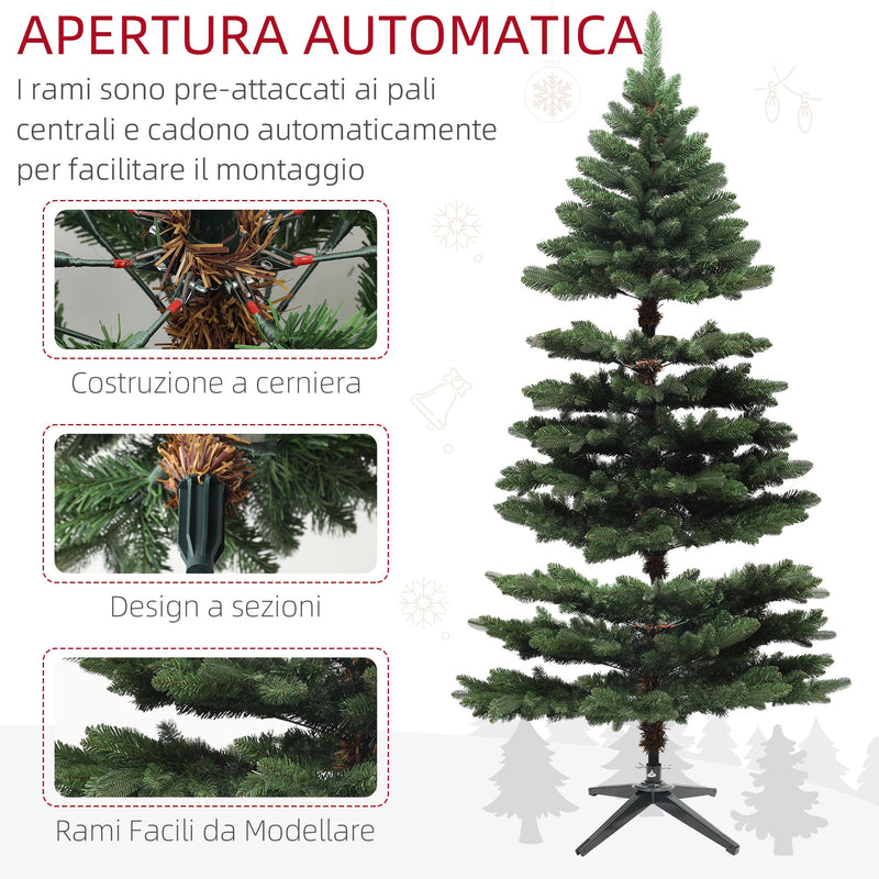 Albero di Natale Artificiale 180 cm 1050 Rami Apertura a Cerniera Verde 