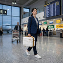 Set 4 Valigie Trolley da Viaggio con Beauty Rivestimento Rigido e Maniglia Telescopica in Polipropilene Bianco Perla      
