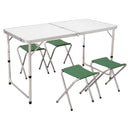 Set Tavolo Valigia con 4 Sgabelli Richiudibili Pic-Quick Salvaspazio in MDF e Alluminio Bianco e Verde      