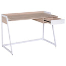Scrivania da Ufficio con Cassetto in Legno e Acciaio Bianco e Rovere 120x60x80 cm 