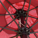 Ombrellone Rotondo e Regolabile Ø265x240 cm in Poliestere Metallo e Fibra di Vetro Rosso e Nero   