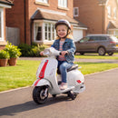 Moto Elettrica per Bambini Licenza Vespa Batteria Ricaricabile 6V Rotelle e Luci Bianco      