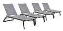 Set 4 Lettini Prendisole da Giardino 67x194x95h cm Cruise con Ruote Antracite 