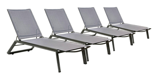 Set 4 Lettini Prendisole da Giardino 67x194x95h cm Cruise con Ruote Antracite acquista