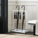 Portaombrelli 50x24x68 cm con Vaschetta per l'Acqua 21 Fori e 24 Ganci per Ombrello in Acciaio Bianco      