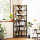 Libreria Angolare Stile Industriale a 7 Livelli 60x60x198 cm in Legno e Acciaio Marrone Rustico   