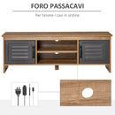 Mobile TV 109x35x38 cm 2 Ante in Metallo 2 Ripiani Marrone