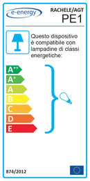 Applique 1xE27 Montatura Bianca Vetro Lastra Serigrafato Tessuto Bianco E-Energy Rachele