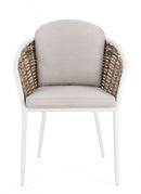 Set 4 Sedie 63x63x79,5h cm con Braccioli e Cuscini Maribela Bianco