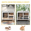 Conigliera a 2 Livelli con Casetta Rampa e Vassoio Estraibile 91,5x53,3x73 cm in Legno di Abete Marrone   