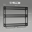 Portabottiglie da Parete 100x15x80 cm con Luci LED Stile Industriale in Acciaio al Carbonio Nero      