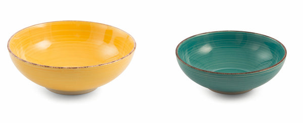 acquista Set 2 Salatschüsseln aus Steingut Villa d'Este Home Tivoli Gelb und Türkis Baita