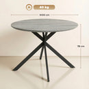 Tavolo da Pranzo Rotondo Stile Industriale Ø100x75 cm con Piano in Truciolare e Gambe a Croce in Acciaio Grigio      