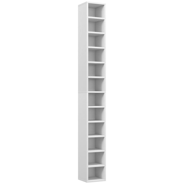 Mobile Libreria Porta CD 21x20x175 cm a 12 Ripiani per 204 CD in MDF e Truciolato Bianco prezzo