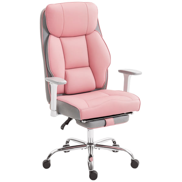 Sedia da Ufficio Ergonomica Rinforzata con Braccioli Regolabili Poggiapiedi e Poggiatesta in PU Rosa sconto
