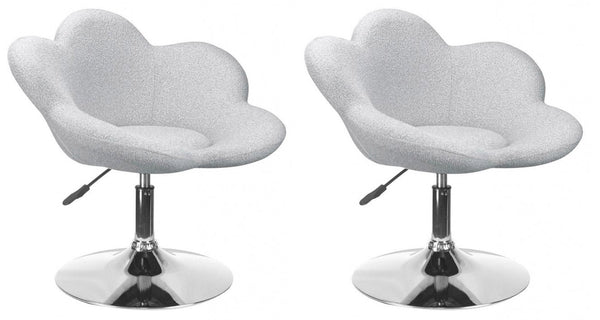 Set 2 Poltroncine da Soggiorno 69x55x69/81 cm in Schiuma Poliuretanica Fleur Cromo-Grigio Chiaro prezzo