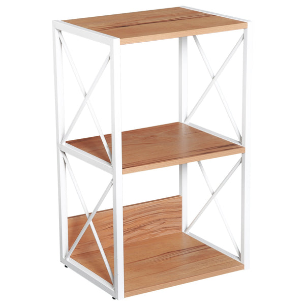 acquista Bücherregal mit 3 Regalen mit weißer Stahlstruktur und Holzregalen 40 x 35 x 72,5 cm