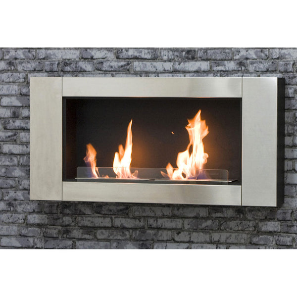 online Bioethanol Wandkamin 110x16x54 cm Grau Silber