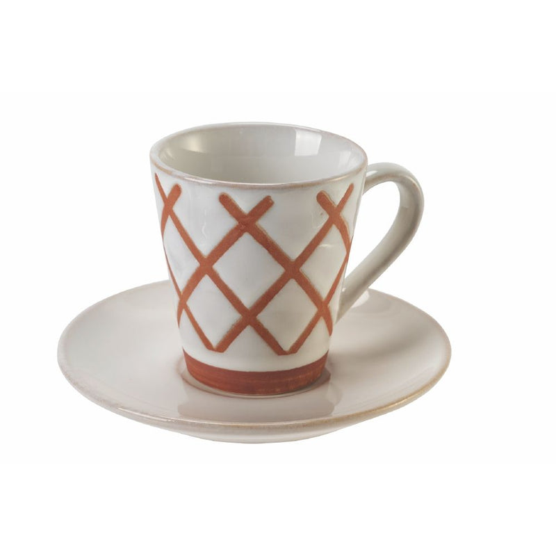 Set 4 Tazzine da Caffè con Piattino Ø6,5x6 cm in Gres VdE Tivoli 1996 Geometry