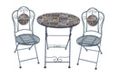 Set Tavolino e 2 Sedie Pieghevole Mosaico Stile Vietri in Ferro Multicolore  