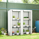 Serra da Giardino  144x48x142-152 cm con 2 Porte Avvolgibili 3 Ripiani e Tasche Laterali in PE Bianco e Grigio      