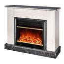 Camino Elettrico da Pavimento 85x110x27 cm Effetto Fiamma 1500W Madeira lux & Mars Ivory/dark gray