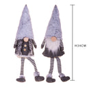 Set di 2 Elfi in Tessuto H34 cm in Tessuto Bianco/Grigio