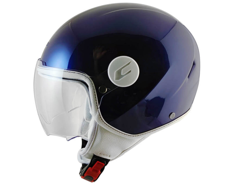 Casco Demi-Jet per Bambini Visiera Sagomata CGM Magic Smile 205S Blu Metallizzato Varie Misure