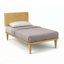 Letto Singolo con Rete Rivestita Microfibra Ocra Tessis Testata Vertical Varie Misure