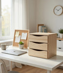 Cassettiera da Tavolo 3 cassetti 36x30x36 cm in Legno di Pino Massiccio Grezzo