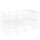 Recinto per Animali Domestici Piccoli con 36 Pannelli Modulabili con Porta in Metallo Bianco      
