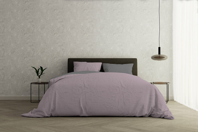 Copripiumino con Sacco e Federe Doubleface Rosa Antico\/Fumo Varie Misure