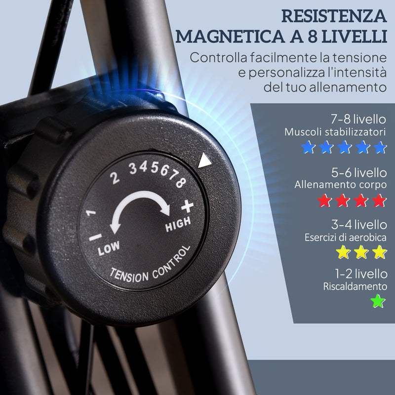 Cyclette Pieghevole con Resistenza Magnetica 8 Livelli Volano 2,5kg in Acciaio e ABS Nero e Giallo  
