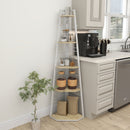 Libreria Angolare a 5 Ripiani 37,5x37,5x160 cm Struttura Pieghevole Colore Legno   