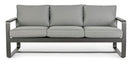 Divano da Giardino 3 Posti 194x78x84h cm in Alluminio e PP Merrigan Antracite 