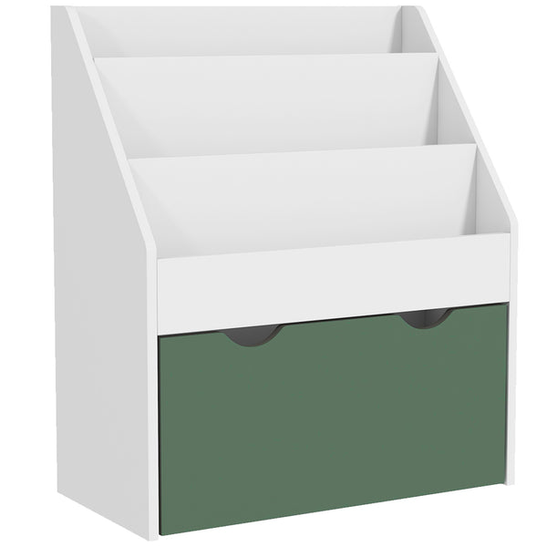 Libreria per Bambini 3-8 Anni 62.5x30x70 cm a 3 Ripiani con Cassetto Inferiore in MDF Verde sconto