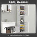 Pensile da Bagno 2 Armadietti e Vano a Giorno 30x30x131,5 cm in Legno Bianco  