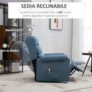 Poltrona Alzapersona Elettrica 85x88x109 cm in Tessuto Effetto Lino Blu