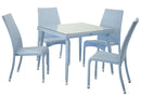 Set Tavolo + 4 Sedie in Polyrattan Adila Azzurro