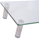 Supporto Monitor da Scrivania Regolabile 56x21x9-11H cm in Vetro e Acciaio  Glass