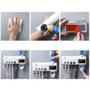 Sterilizzatore UV con 4 slot portaspazzolini dentifricio a ricarica solare USB Bianco