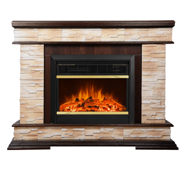 Camino Elettrico da Pavimento 88x118x30,5 cm Effetto Fiamma 1500W Stone & Mars Noce