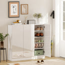 Scarpiera Slim da Ingresso per 25-30 Paia di Scarpe 106,4x34x108,5 con Ante a Chiusura Ammortizzata in MDF Bianco Lucido      