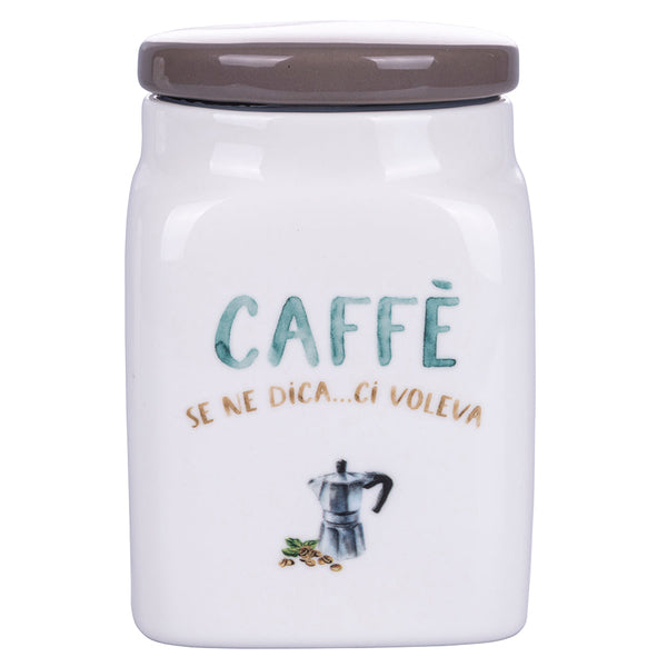 acquista Barattolo Caffe 9,5x9,5x14,5 cm in New Bone China VdE Tivoli 1996 Le Travisate Bianco