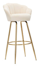 Sgabello Bar Vienna Crema 55x53x110 cm Spugna e Tessuto e Metallo Crema e Oro
