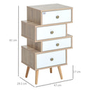 Cassettiera in Legno Stile Nordico Legno e Bianco 47x29.5x81 cm 