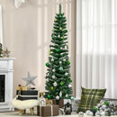 Albero di Natale Innevato Slim Ø48x165 cm con 443 Rami e Base Rimovibile Pieghevole in PVC e Metallo Verde      