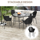 Set 4 Sedie Impilabili con Piedini Antiscivolo 59x55x84 cm in Plastica Nero